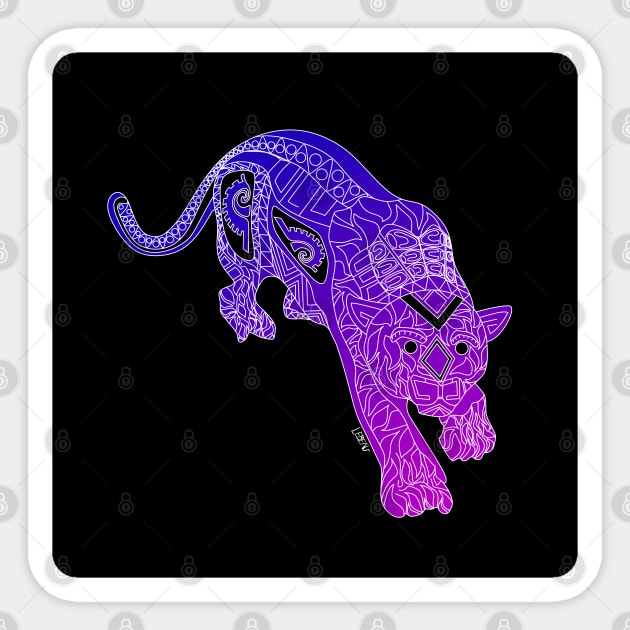 the tiger in a crown in mexican pattern ecopop Sticker by jorge_lebeau